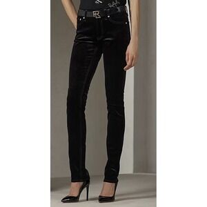 Ralph Lauren Collection 160 Flocked Coated Black Velvet Denim Jeans Sz 28